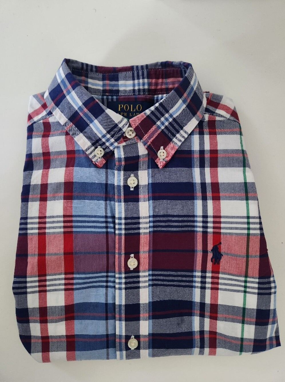 Polo by Ralph Lauren Navy, Red & White Plaid Button-Down Shirt